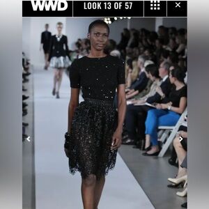Oscar de la Renta Resort 2013 Sparkly Black Short Sleeve Shirt medium